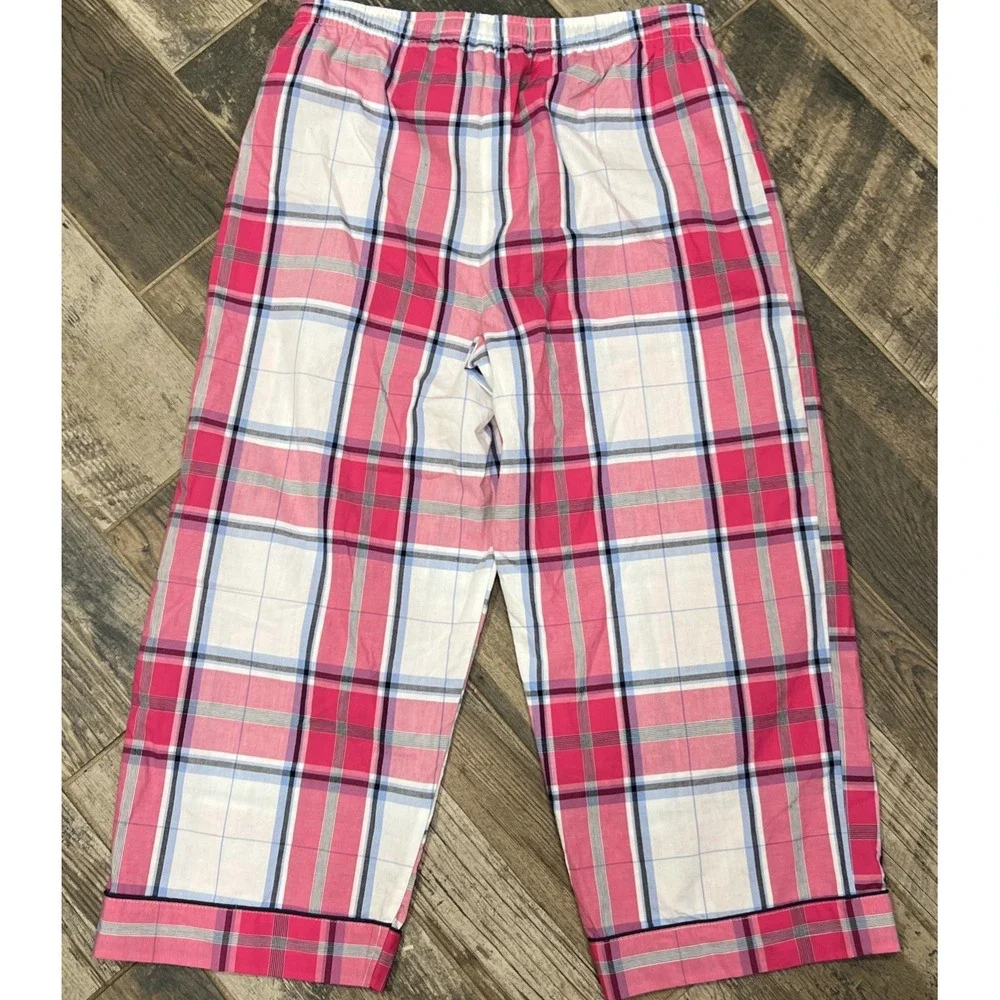 The Black Dog Women's Plaid Pajama Lounge‎ Pants Bottoms Cropped Lightweight M